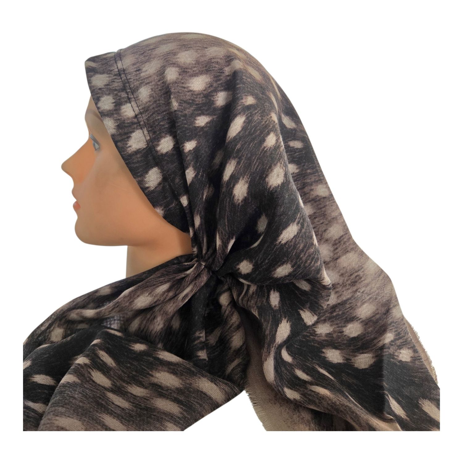 Tiger - long back pre-tied kerchief w/band sewn in  -  soft fringed edges material