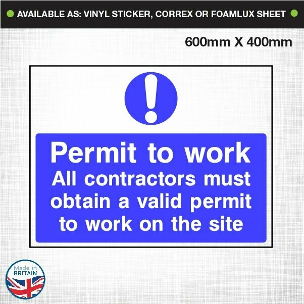 Permit To Work On Site Health