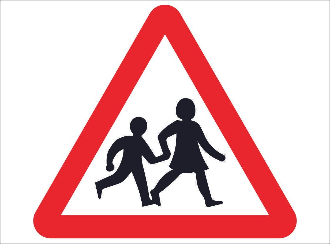 ROAD0083-Childern walking on road warning sign