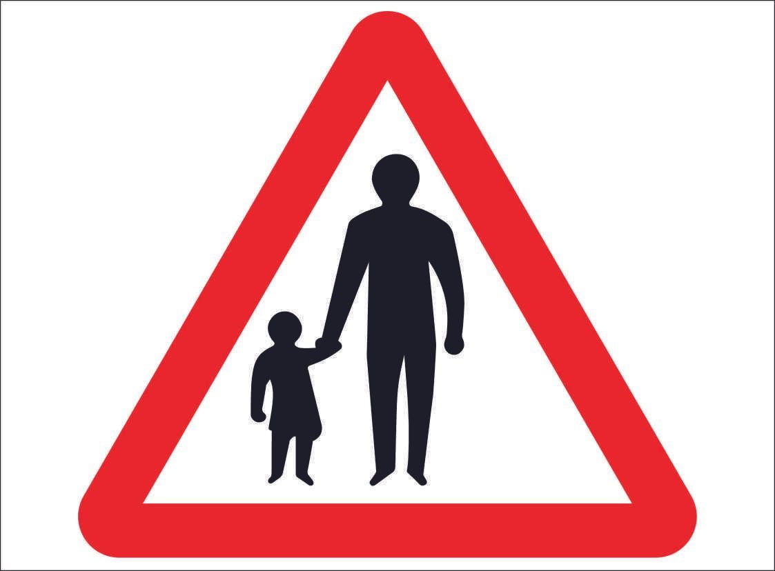 ROAD0081-People and kids walking on road sign