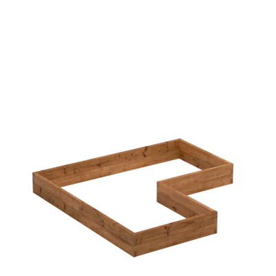 L-vormige houten moestuinbak
