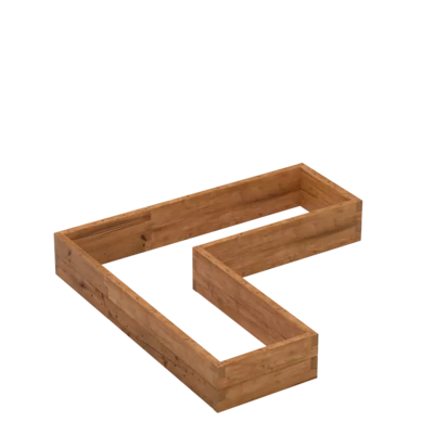 L-vormige houten plantenbak