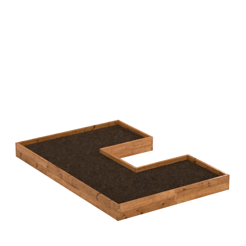 U-shaped wooden raised bed