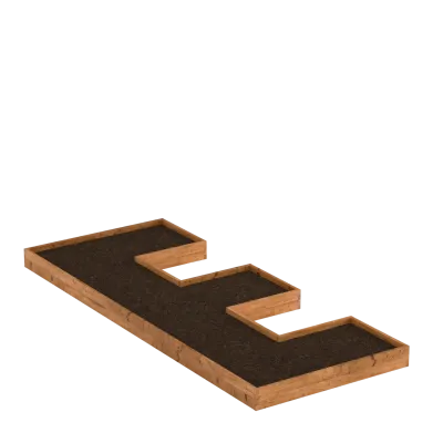E-shaped wooden raised bed