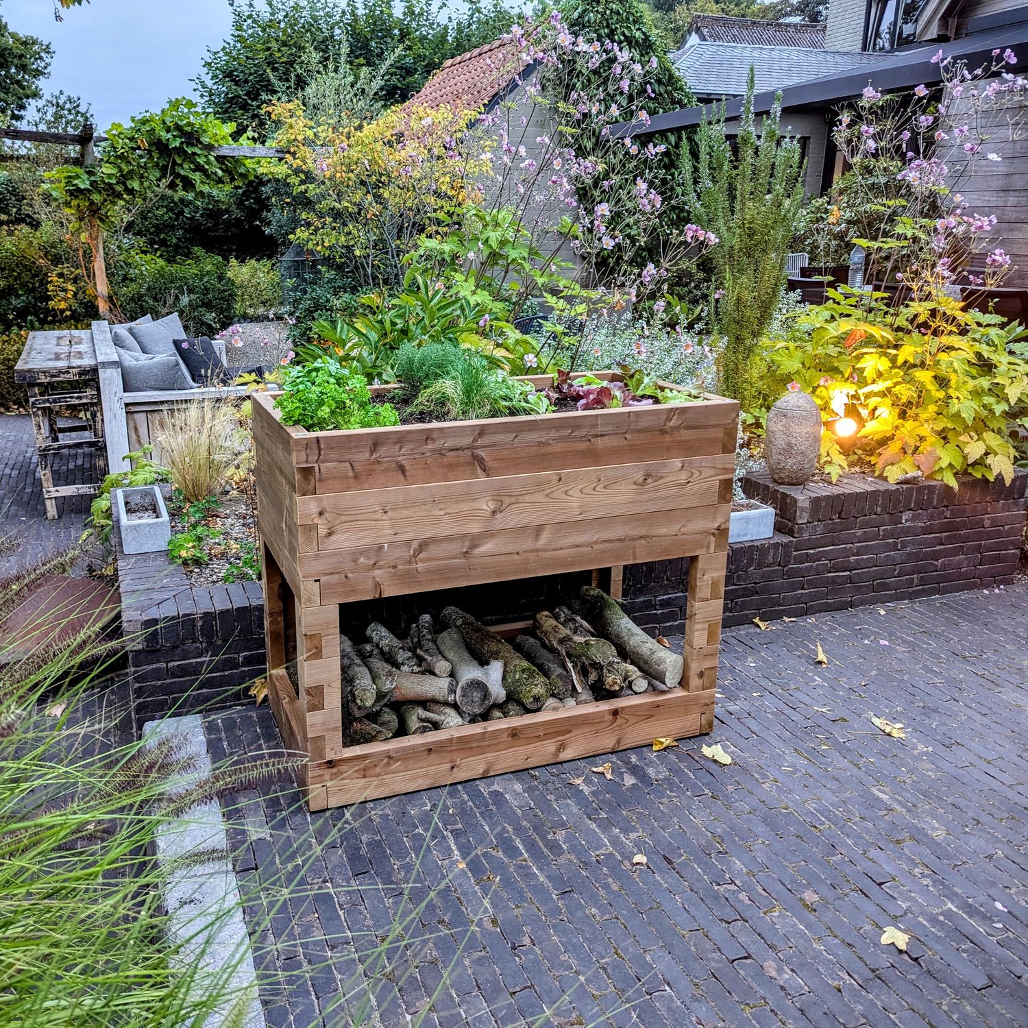 Wooden raised garden bed on stilts, Select width (cm): 57, Select length (cm): 107