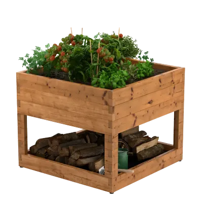 Carré potager en bois sur pilotis