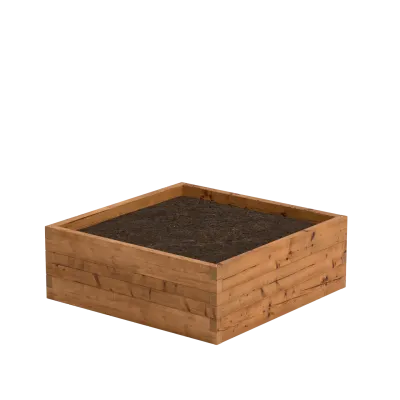 Square wooden raised bed