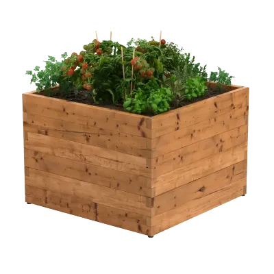 Wooden raised garden bed on feet