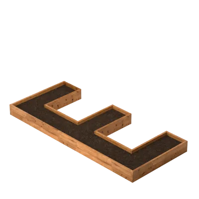 E-shaped wooden planter