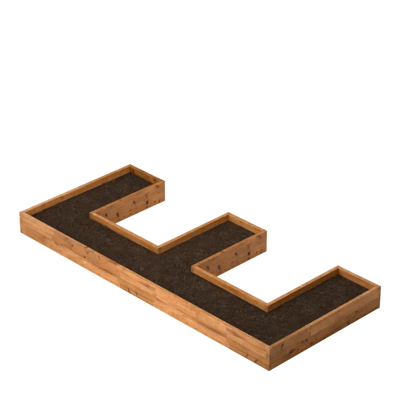 E-shaped wooden planter