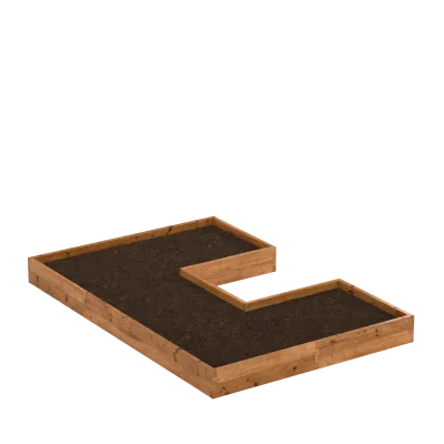 U-shaped wooden raised bed