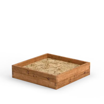 Square wooden sandbox