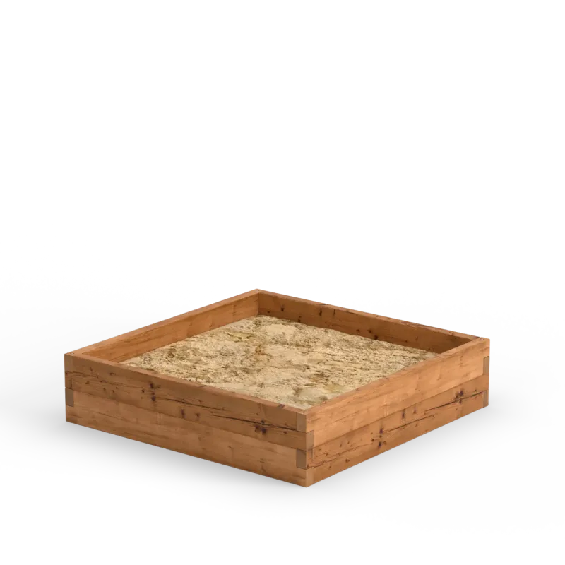 Square wooden sandbox