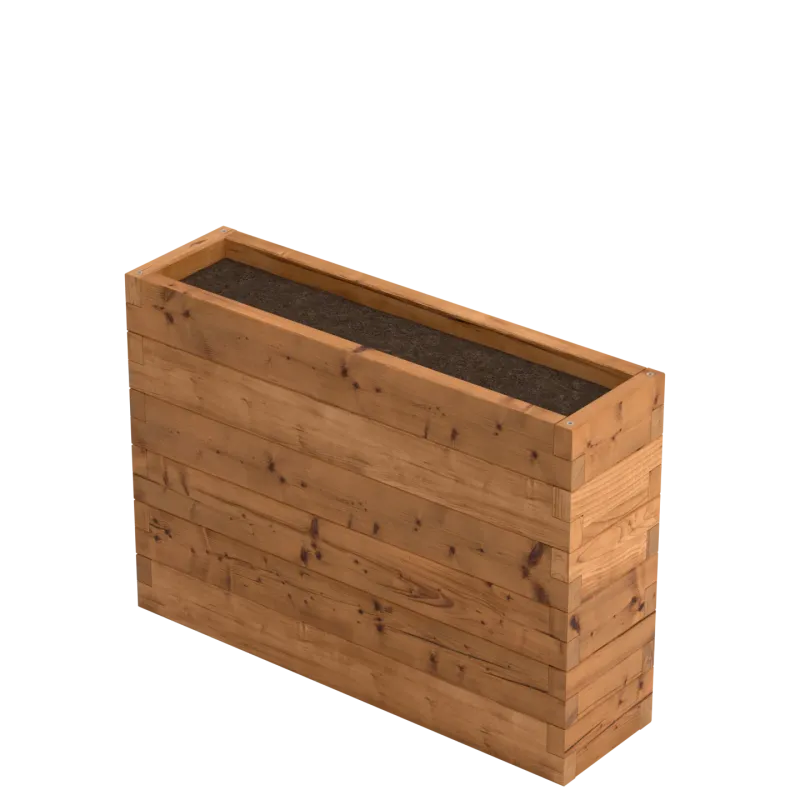 Wooden herb planter measuring 107 x 29 x 75 cm