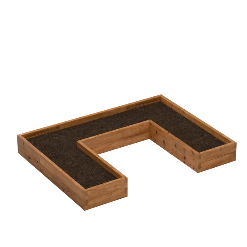 U-shaped wooden planter