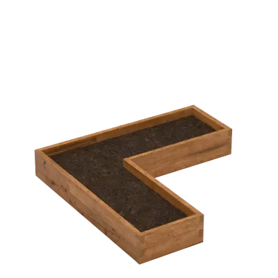 L-shaped wooden planter