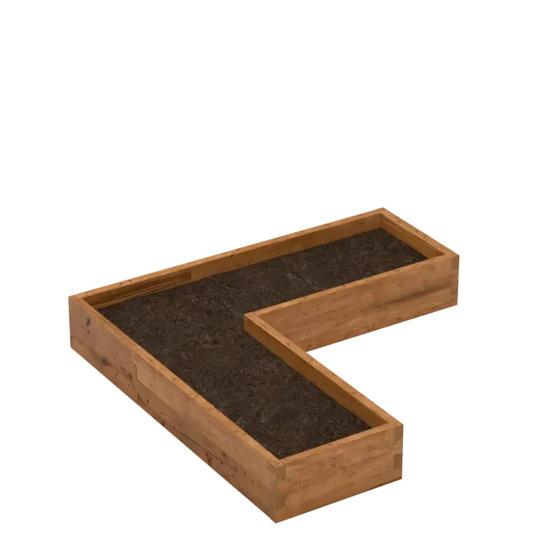 L-shaped wooden planter