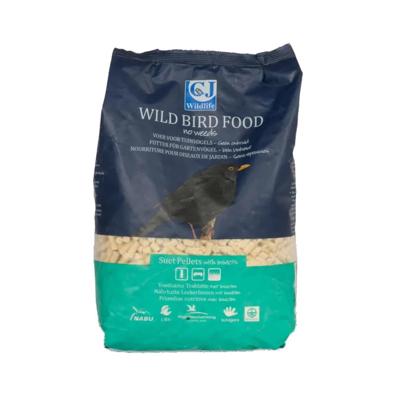 Pellets aus Rindertalg mit Insekten