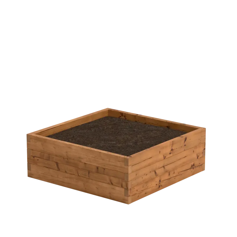 Square wooden raised bed
