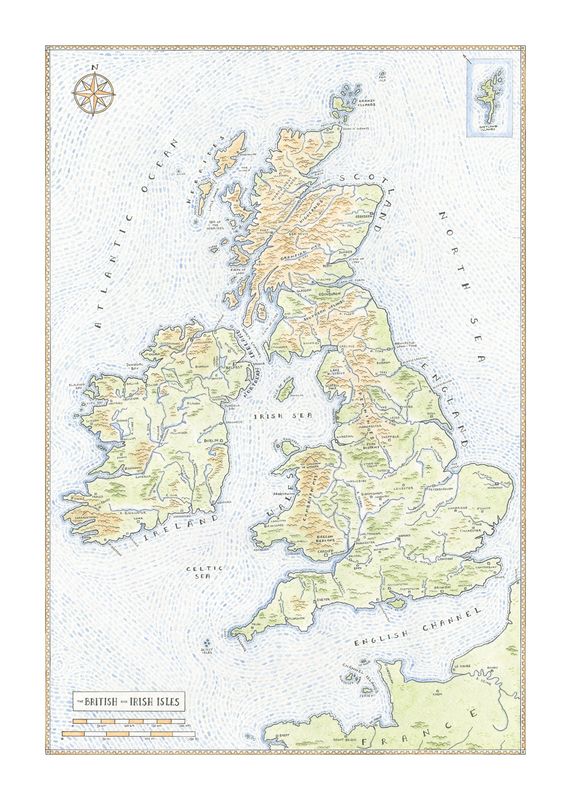Watercolour map of Britain and Ireland - 50cm x 70cm Watercolour map of Britain and Ireland - 50cm x 70cm