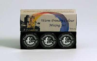 A J Ludlow Set of 3 primary warm tone Professional Watercolours