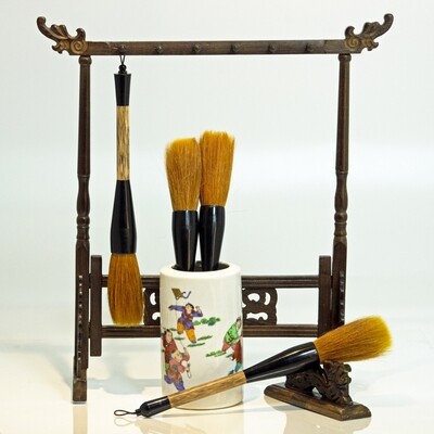 Large Traditional Chinese Calligraphy (Writing) Brush Made with Yellow Weasel Hair