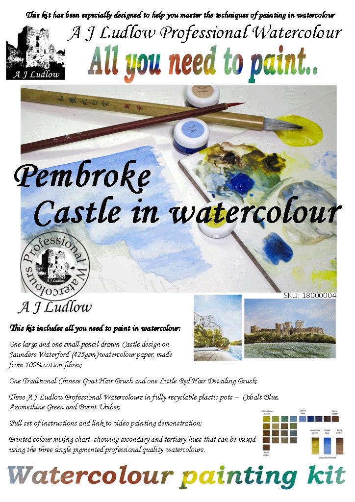 A J Ludlow Professional Watercolour Painting Set - Pembroke Castle