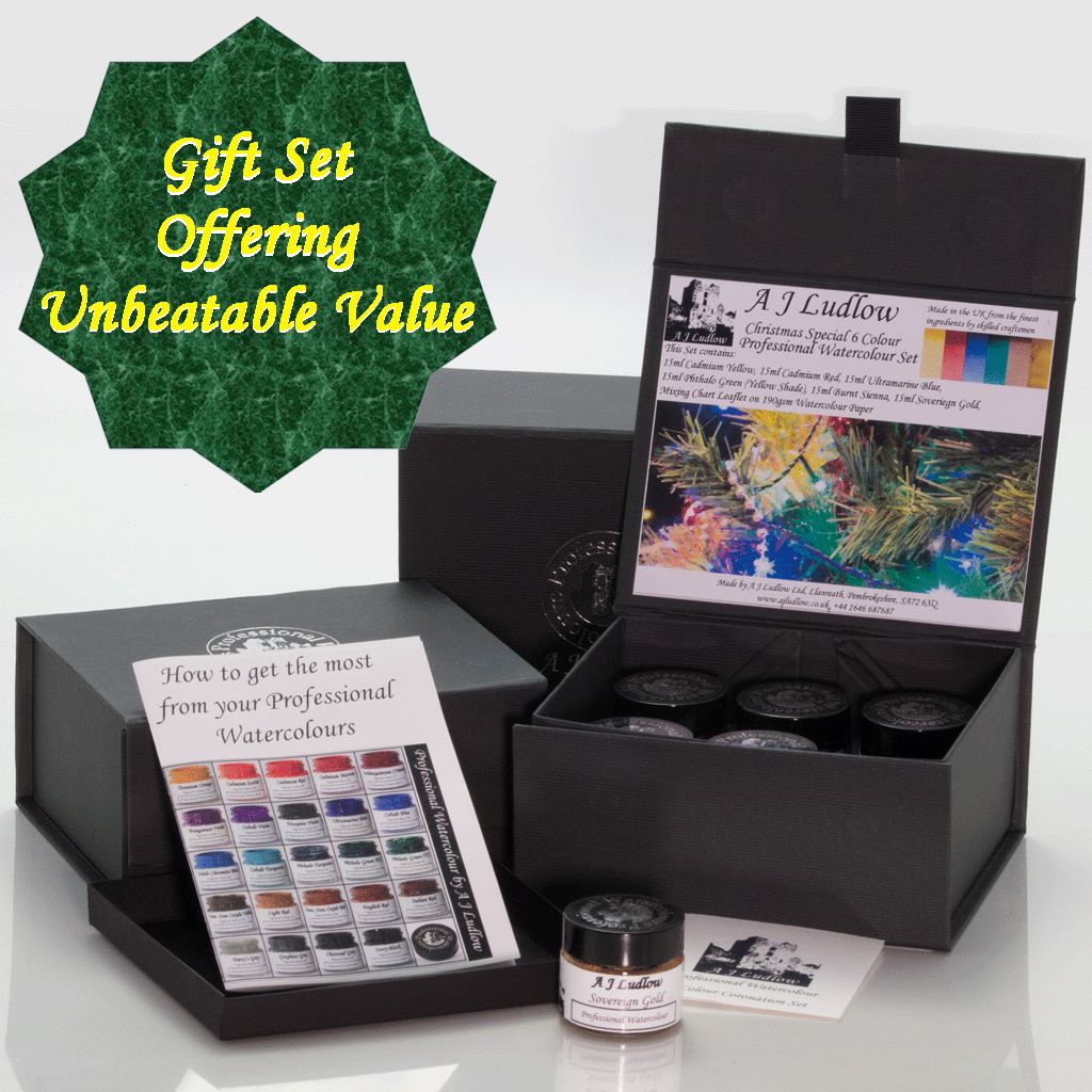 A J Ludlow Christmas Special 6 Colour Professional Watercolour Gift set