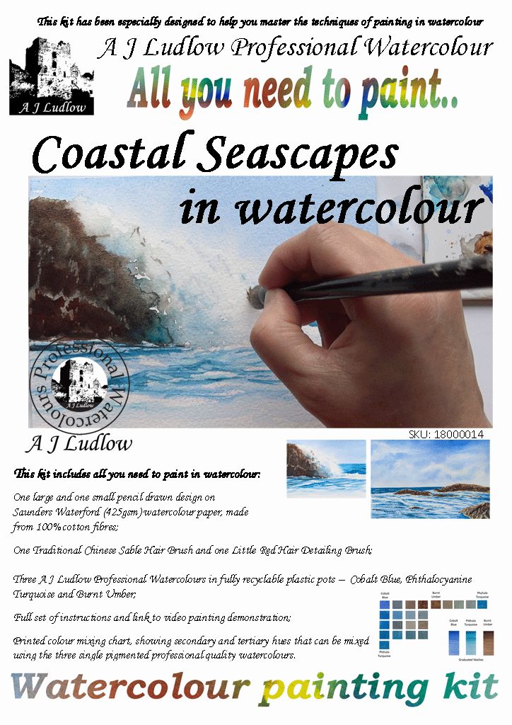 A J Ludlow Professional Watercolour Painting Set - Coastal Seascapes
