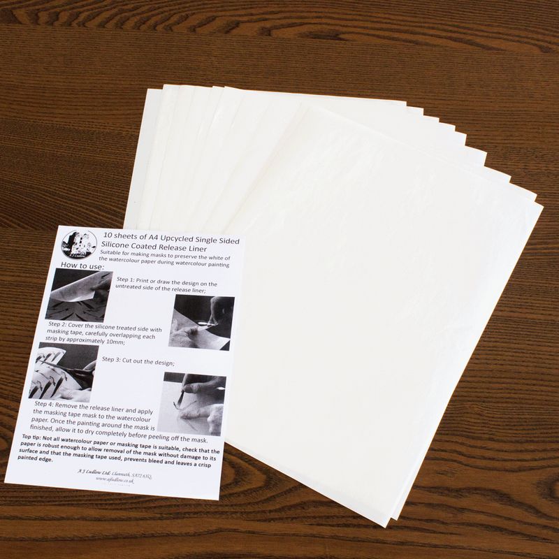 10 Sheets of A4 Upcycled Single Sided Silicone Coated Release Liner