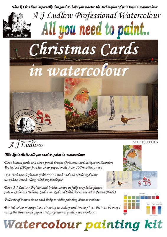A J Ludlow Professional Watercolour Painting Set - Christmas Cards A J Ludlow Professional Watercolour Painting Set - Christmas Cards