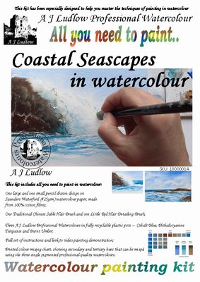 A J Ludlow Professional Watercolour Painting Set - Coastal Seascapes