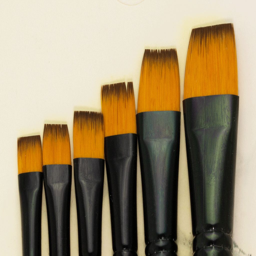 Set of Six Synthetic Flat Brushes Set of Six Synthetic Flat Brushes