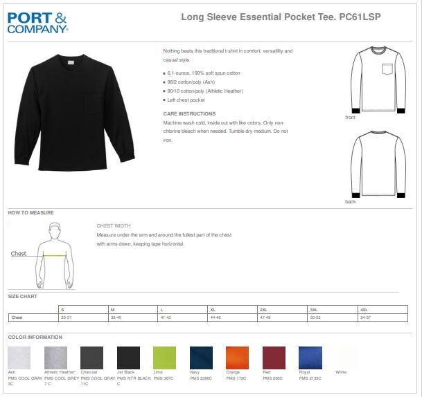 Port &amp; Company Long Sleeve Essential Pocket Tee