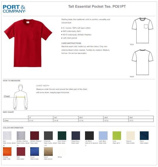 TALL - Port &amp; Company Essential Pocket Tee