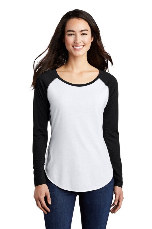 Sport-Tek Ladies PosiCharge ® Long Sleeve Tri-Blend Wicking Scoop Neck Raglan Tee