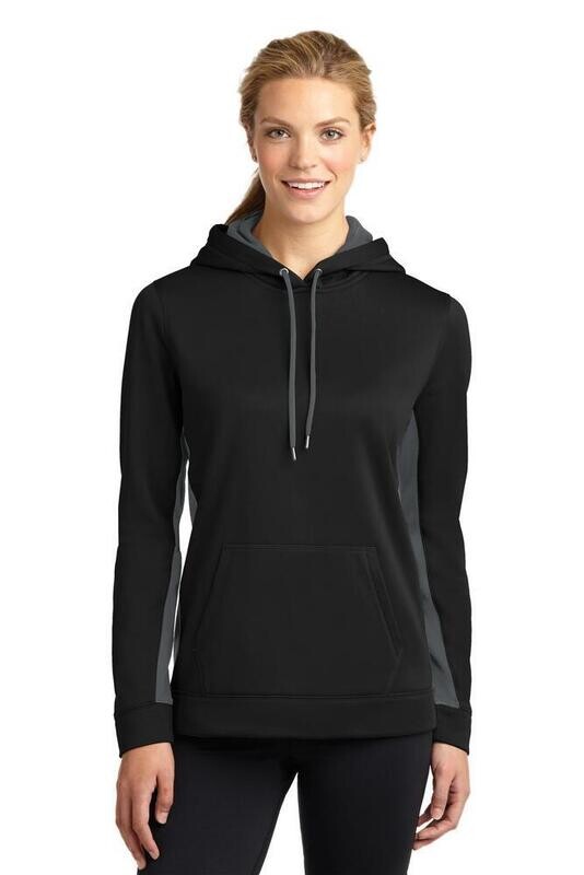 Sport-Tek Ladies Sport-Wick Fleece Colorblock Hooded Pullover