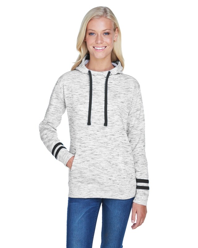 J America Ladies Melange Scuba Neck Sweatsirt