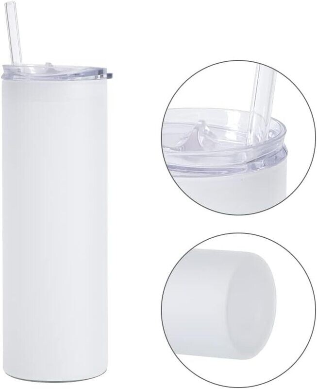20oz Skinny Straight Stainless Steel Tumbler with Metal Straw