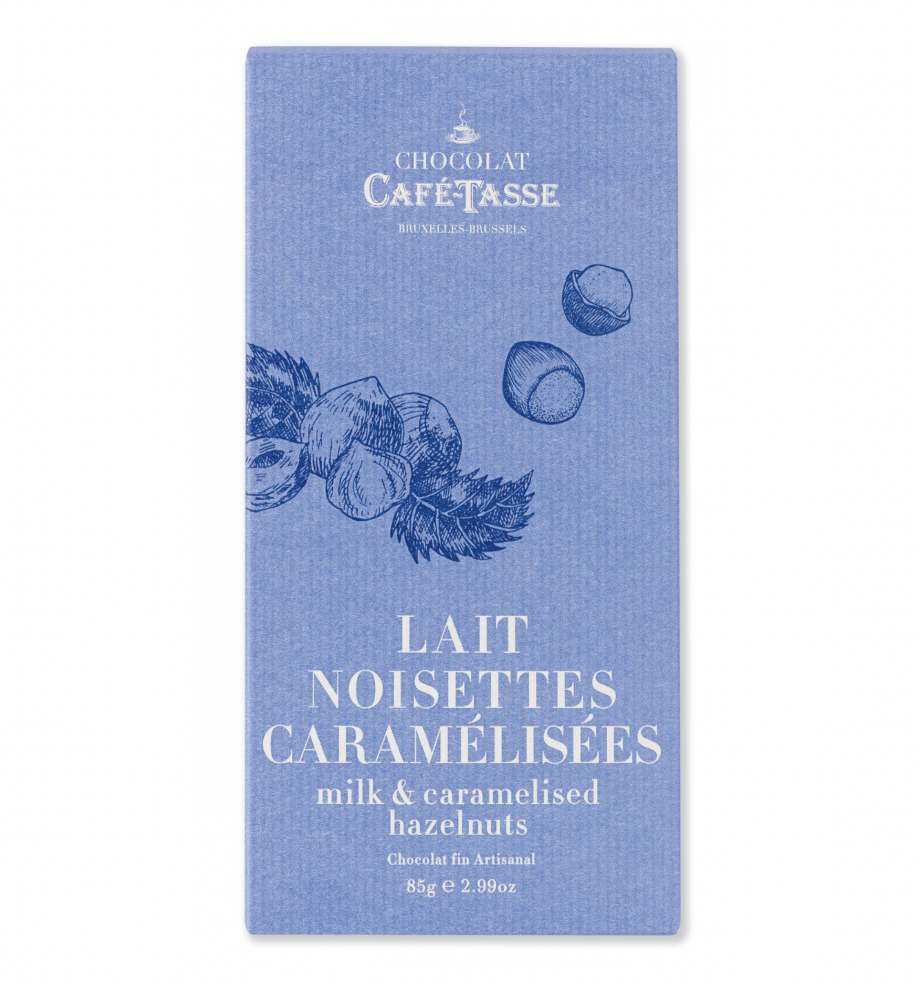 Tablette de chocolat au Lait , Noisettes Caramélisées Salées CAFÉ-TASSE 85g