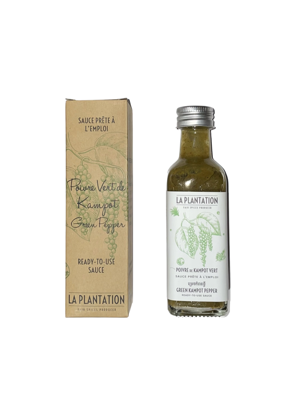 Sauce Légèrement Piquante Poivre Vert de Kampot - LA PLANTATION - 10cl