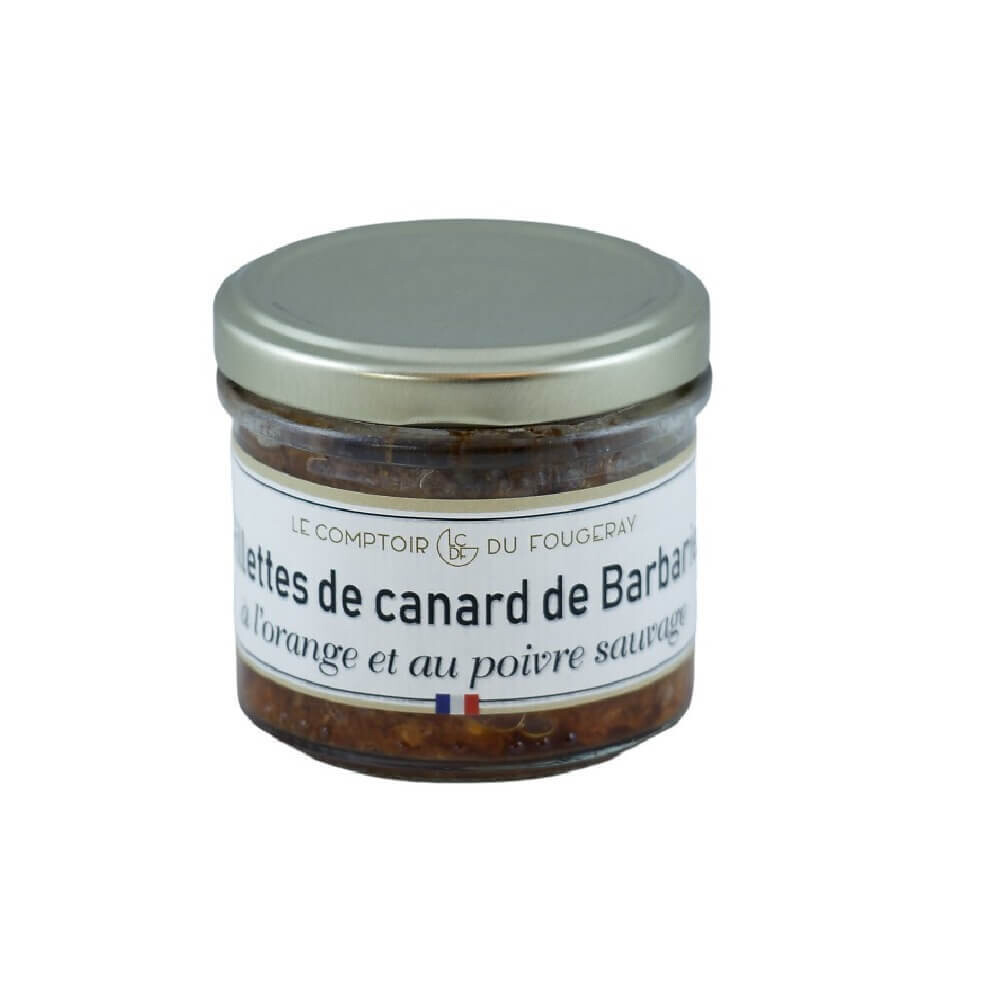Rillettes de canard de Barbarie à l'orange et au poivre vert LE COMPTOIR DU FOUGERAY -100g
