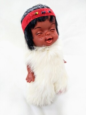 Vintage Native American Doll with Real Fur