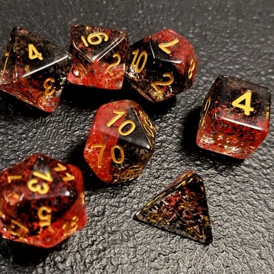 Red/Black Particle 16mm Polyhedral Dice Set