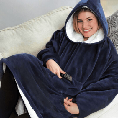 Oversized Plush Hooded Blanket Jacket (one size fits all)