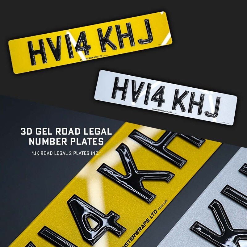 3D GEL Road Legal Number Plate kit - Front & Rear