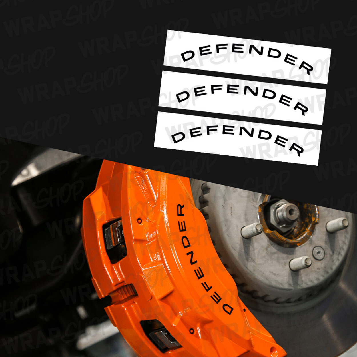 Curved &#39;DEFENDER&#39; Caliper Stickers for Defender 90/110