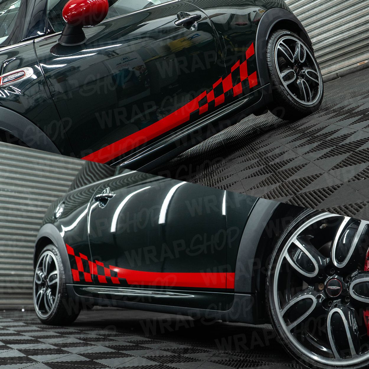 PREMIUM Mini Cooper S/JCW (F55/F56) Chequered Side Stripe Kit
