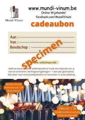 cadeaubon om wijn aan te kopen, online kopen ! wijngeschenk Mundi Vinum cadeaubon – het ideale cadeau !