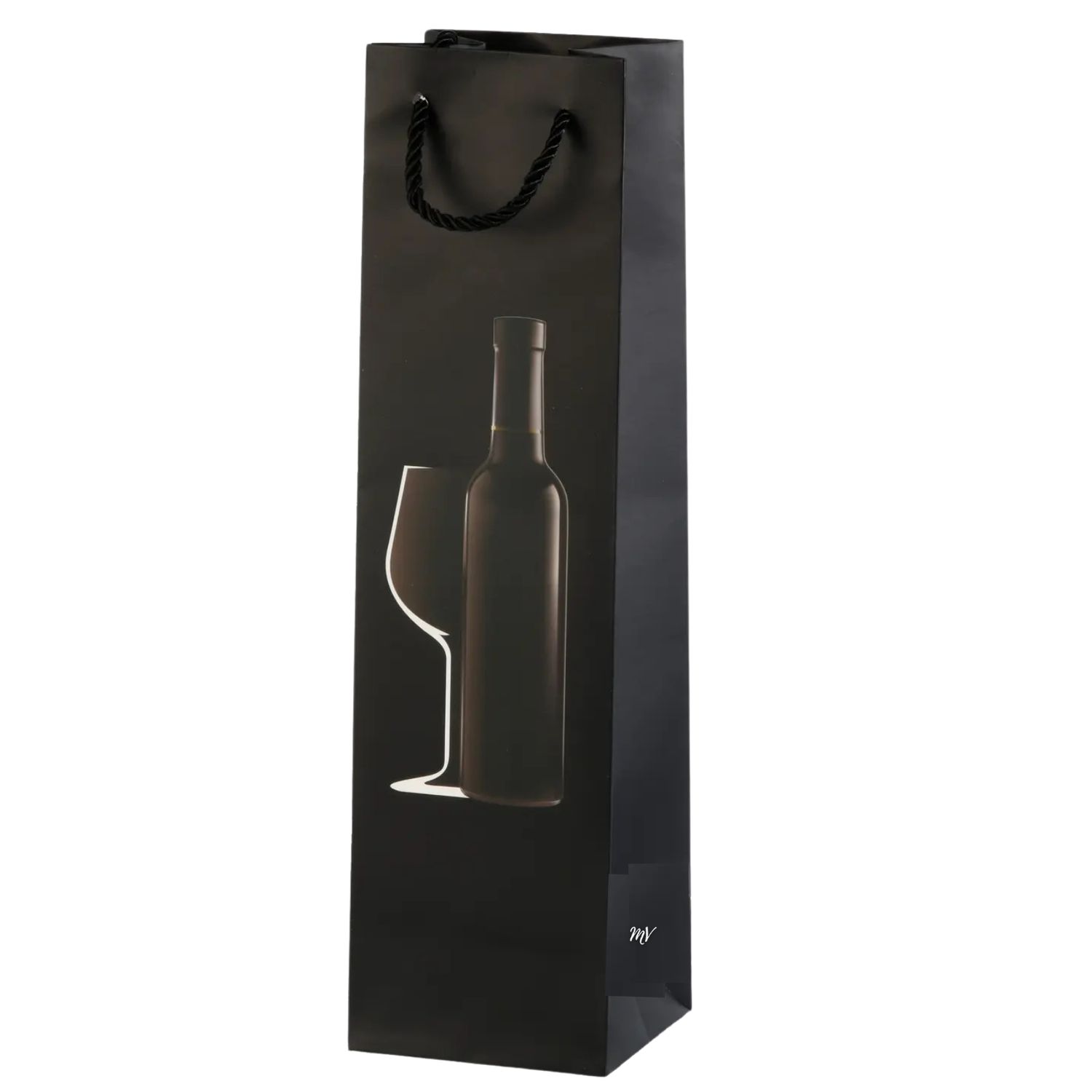 1 wijnfles draagtas - The Black Collection "Luxe cadeauverpakking van Mundi-Vinum – Perfecte verpakking voor hoogwaardige wijnen, ideaal als geschenk voor elke gelegenheid. Verkrijgbaar bij mundi-vinum.be."